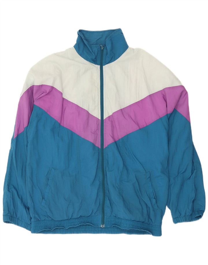 vintage Mens Survêtement Top Veste XL Bleu Colorblock
