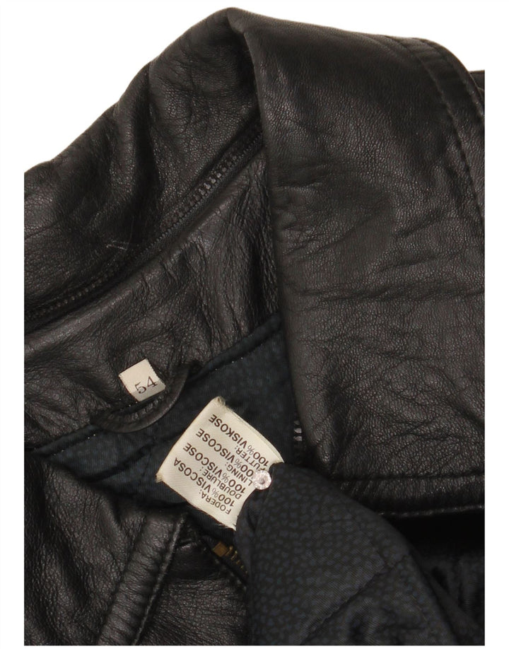 VINTAGE Mens Bomber Jacket IT 54 2XL Black Viscose