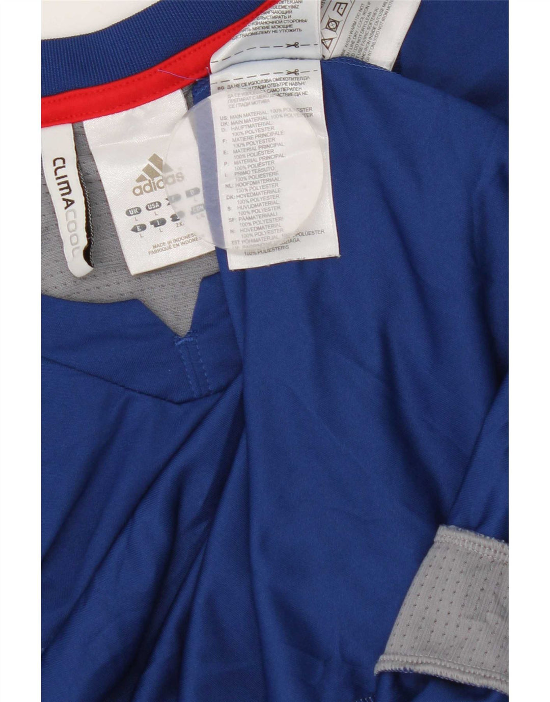 Adidas Męska koszulka Climacool Top, duża, niebieska, poliestrowa z blokami kolorów