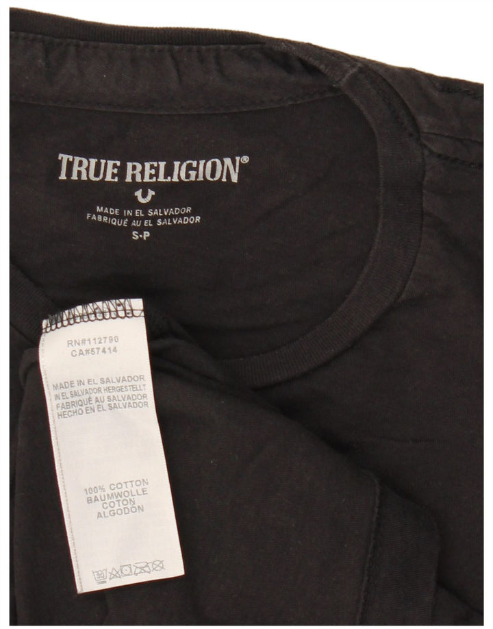 True Religion Mens Graphic T-Shirt Top Small Black Cotton