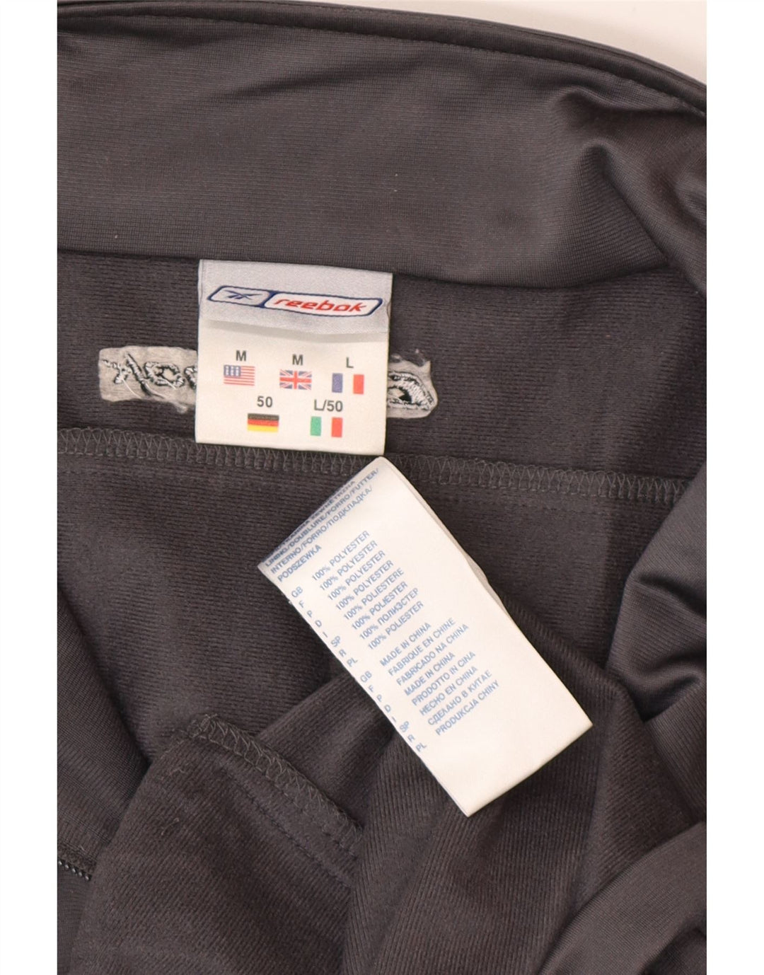 Reebok Herren-Trainingsanzugoberjacke aus mittelgrauem Polyester