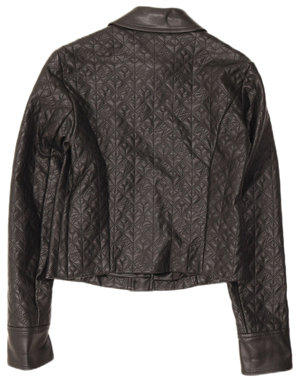 Guess Chaqueta corta de piel sintética para mujer US 2 XS Polietileno negro