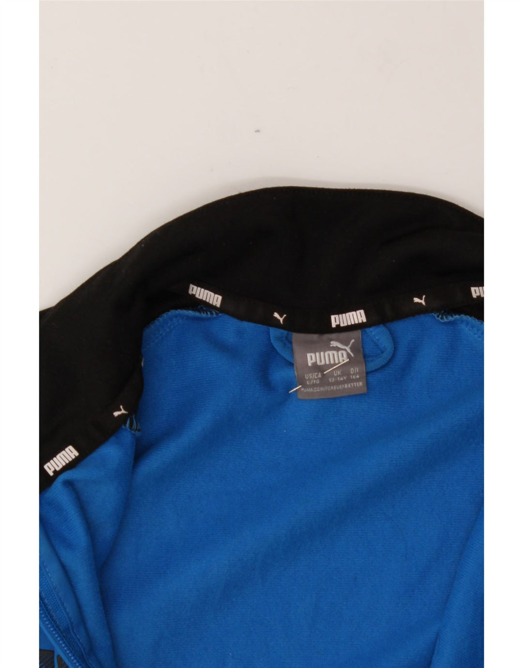 PUMA Boys Graphic Tracksuit Top Jacket 13-14 Years Large Blue Colourblock Vintage Puma and Second-Hand Puma from Messina Hembry 