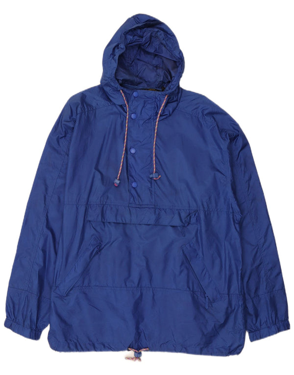 Eddie Bauer Mens Hooded Pullover Rain Jacket UK 38 Medium Blue Nylon