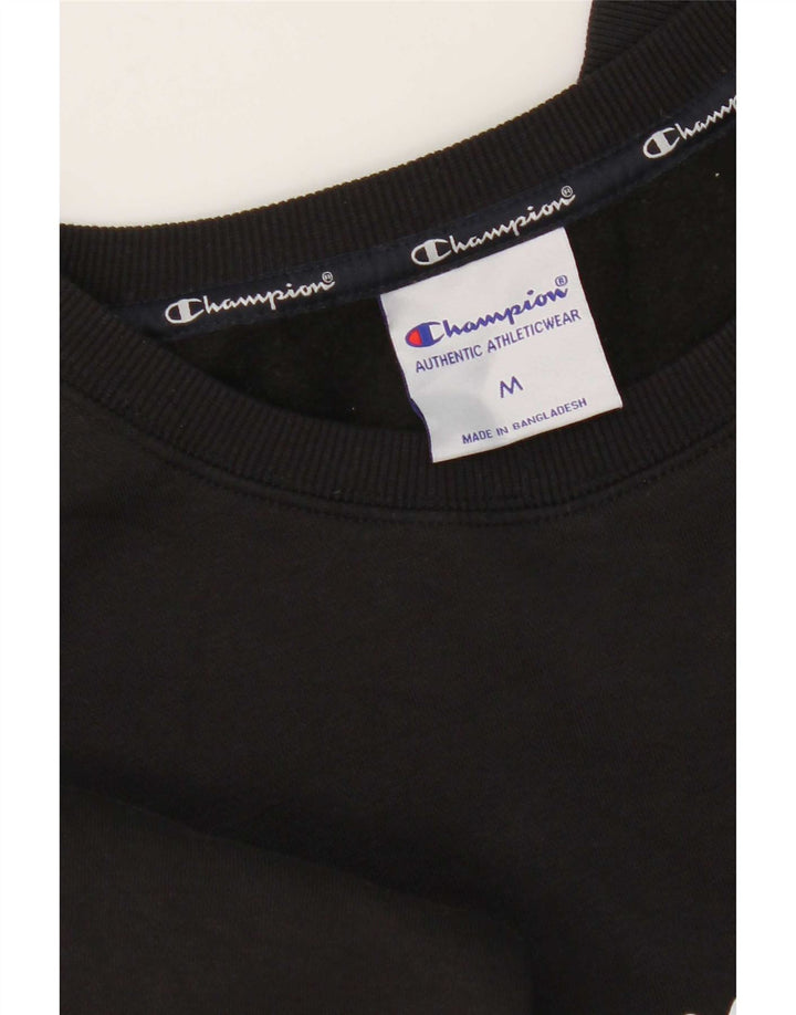 Champion Womens Graphic Sweatshirt Jumper UK 12 Medium Black Cotton