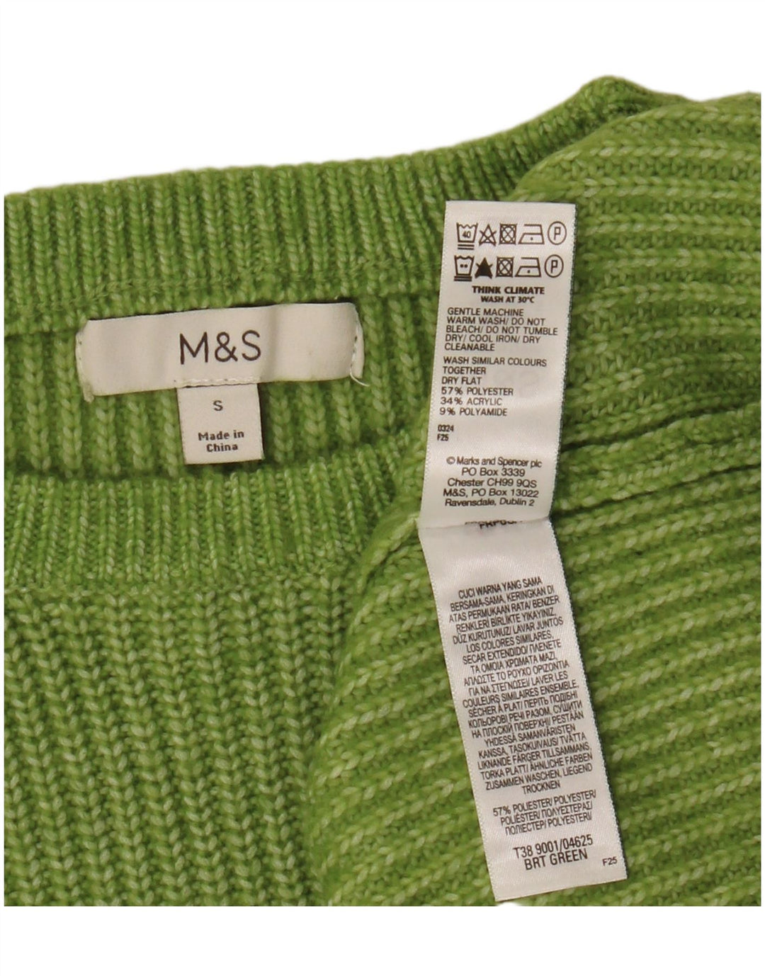 Marks & Spencer Dame Boat Neck Jumper Sweater UK 10 Small Green Polyester