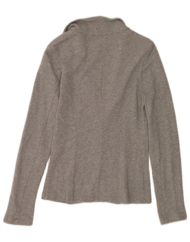 Benetton Dame 1 Knap Blazer Jakke UK 8 Lille Grå Bomuld