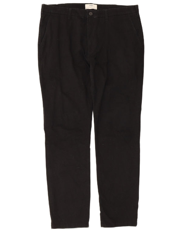 Marks & Spencer Mens Slim Fit Chino Trousers W38 L33 Black Cotton