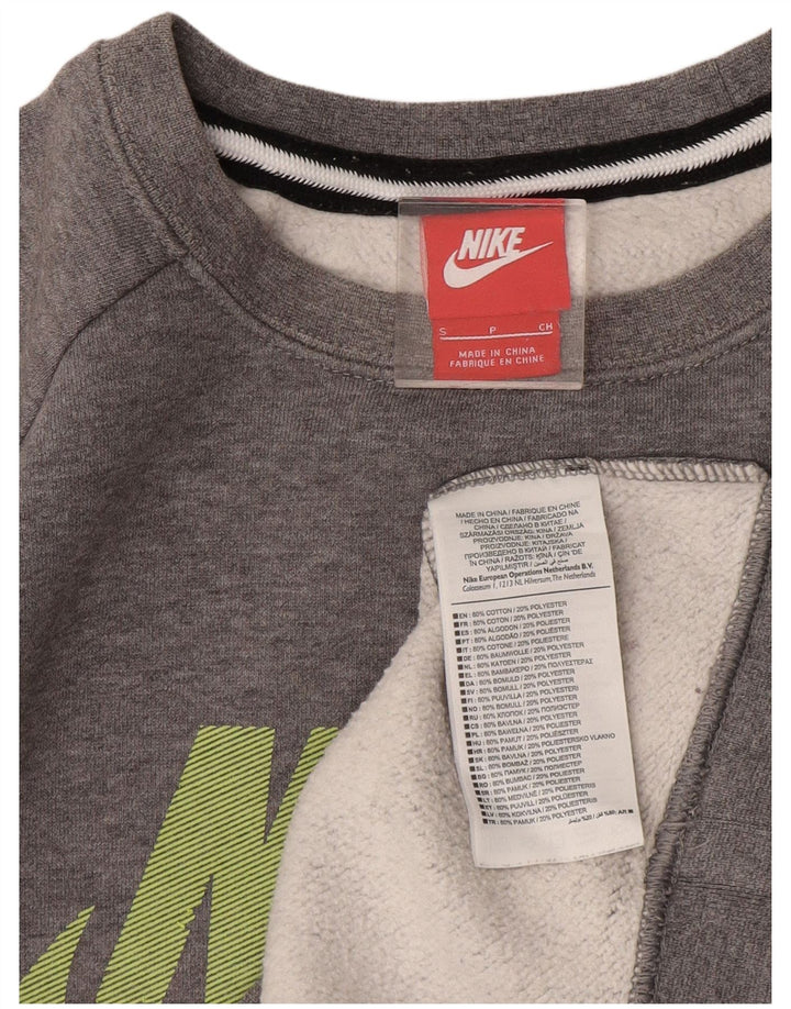 NIKE Mens Graphic Sweatshirt Jumper Small Grey Colourblock Cotton