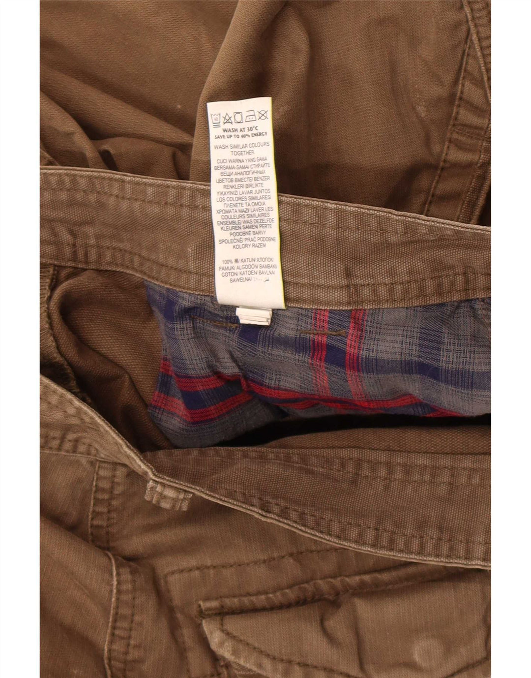Marks & Spencer Mens Straight Cargo Trousers W30 L29 Khaki Cotton
