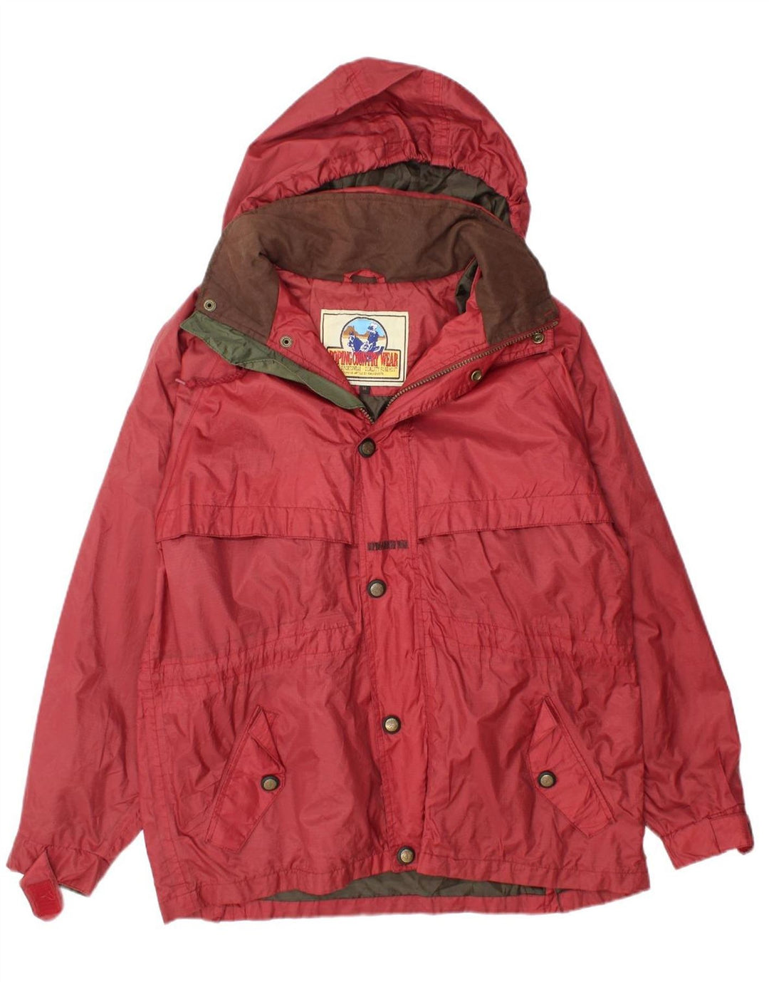 VINTAGE Mens Hooded Windbreaker Jacket UK 38 Medium Red