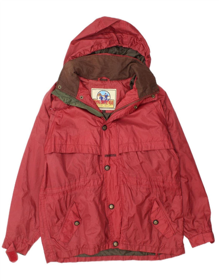 VINTAGE Mens Hooded Windbreaker Jacket UK 38 Medium Red