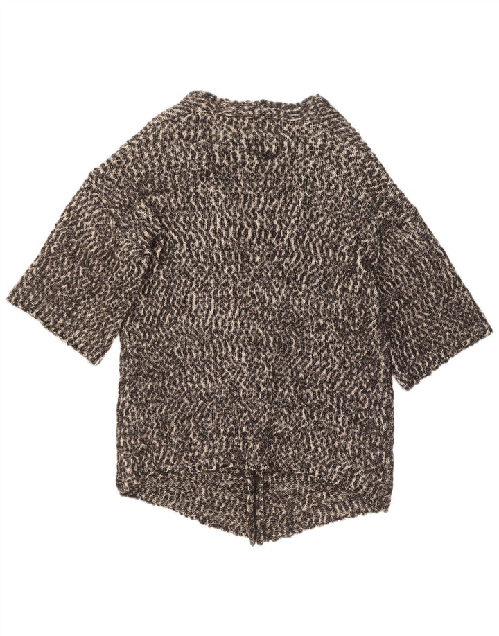 Massimo Dutti Maglione cardigan oversize con maniche a 3/4 da donna UK 10 piccolo grigio