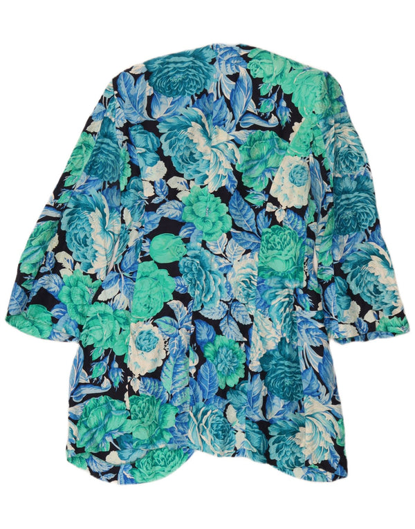 Capucine Womens 3/4 Sleeve Cardigan Top IT 46 Large Blue Floral