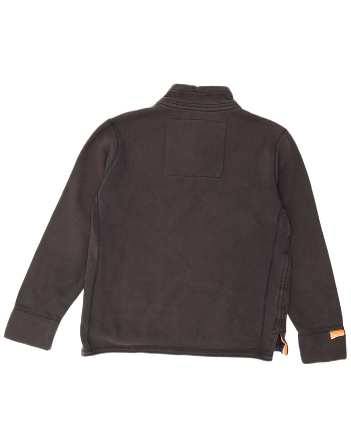 Superdry Mens Graphic Button Neck Sweatshirt Jumper XL Black Cotton
