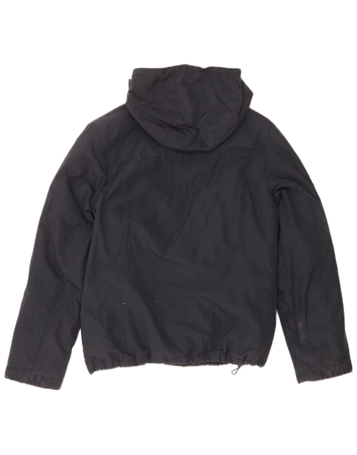 Woolrich Womens Hooded Padded Jacket UK 14 Medium Navy Blue Cotton