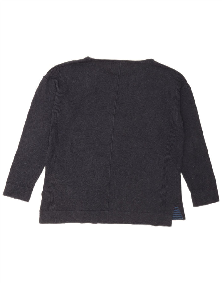 White Stuff Womens Boat Neck Jumper Sweater UK 12 Medium Navy Blue Cotton