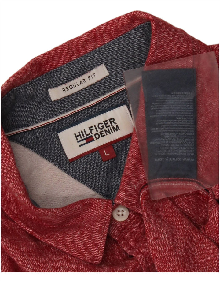 Camicia da uomo vestibilità regolare Tommy Hilfiger grande lino rosso