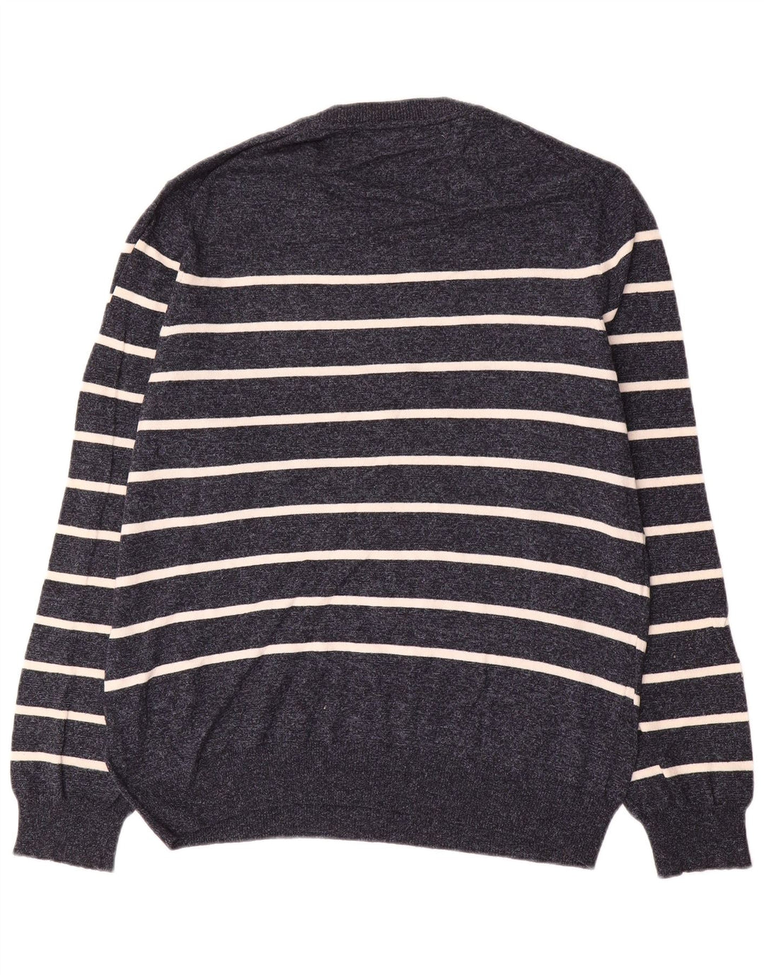 Marks & Spencer Mens Crew Neck Jumper Sweater Large Navy Blue Striped