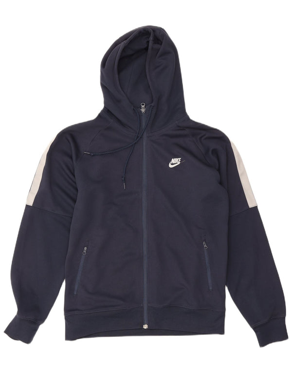Nike Pull à capuche zippé pour homme en polyester color block bleu marine moyen