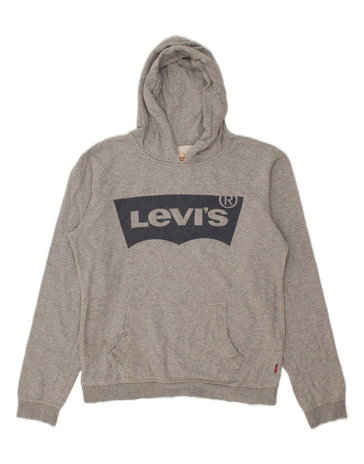 LEVI'S Boys Graphic Hoodie Jumper 15-16 Years Grey Cotton Vintage Levi's and Second-Hand Levi's from Messina Hembry 
