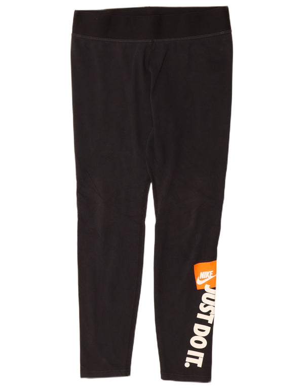 Nike Damen Graphic Leggings UK 16 Large Schwarz