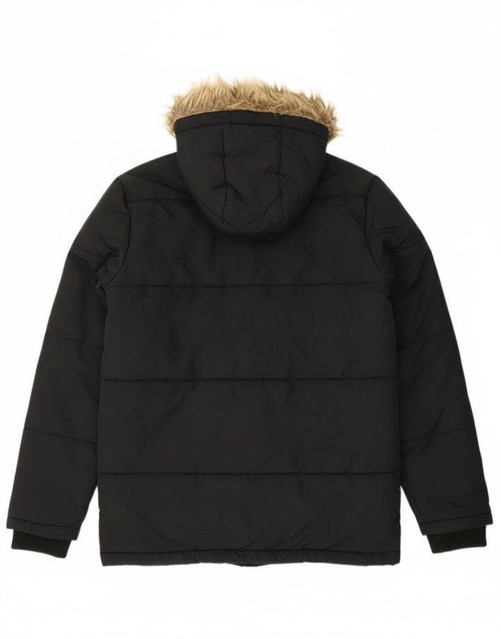 Lyle & Scott Boys Hooded Padded Jacket 14-15 Years Black Polyamide