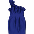 VINTAGE Womens One Shoulder Dress IT 48 XL Blue Polyester