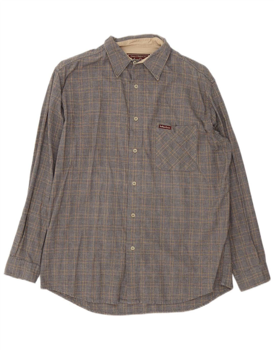Camicia da uomo Marlboro Classics XL in cotone a quadri grigi