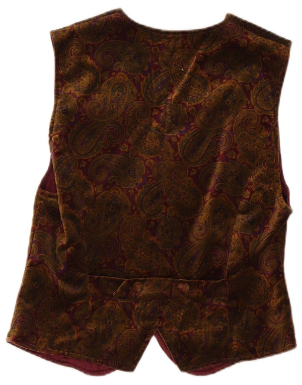 Vestă vintage de catifea pentru femei UK 12 Medium Brown Paisley