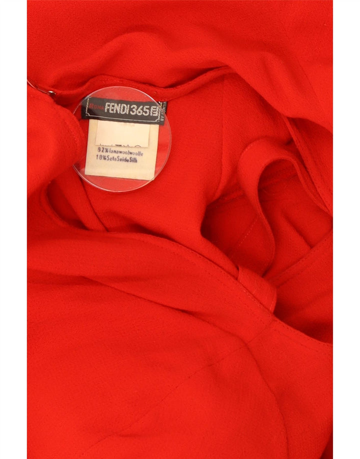Fendi Dame Langærmet Skift Kjole UK 18 XL Rød Uld