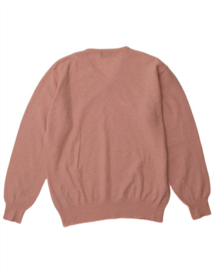 KAPPA Mens V-Neck Jumper Sweater Large Pink Wool