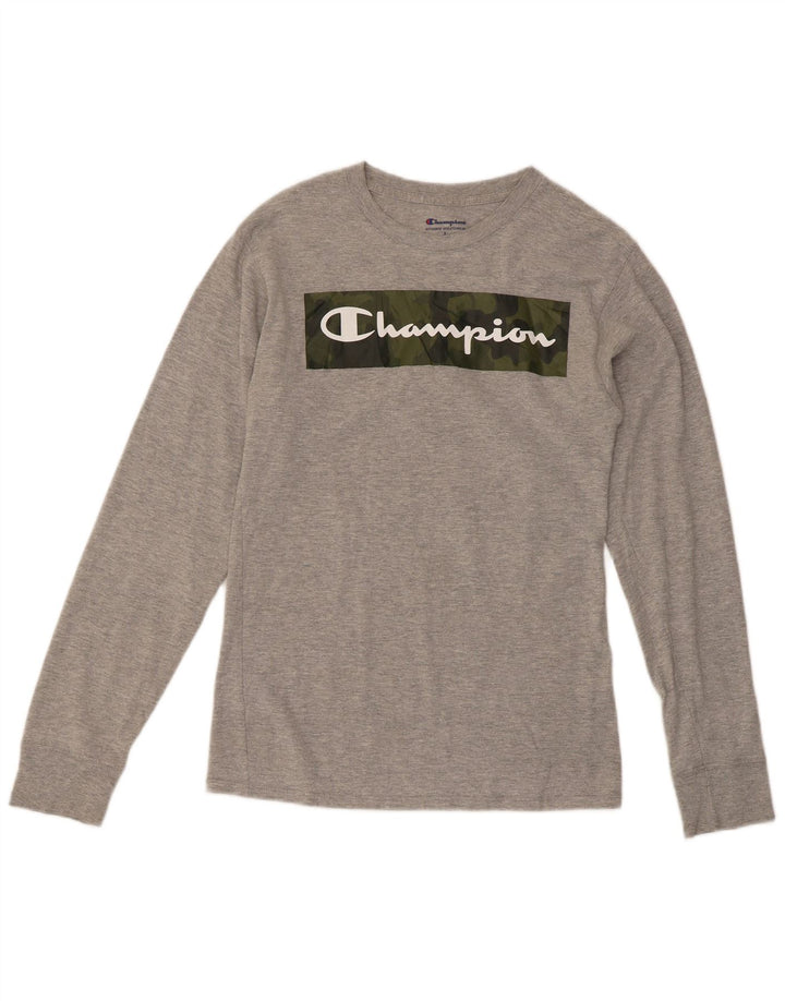 Champion Mens Graphic Top Long Sleeve Small Grey