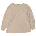 BENETTON Camicetta a maniche lunghe da donna UK 14 Cotone bianco medio