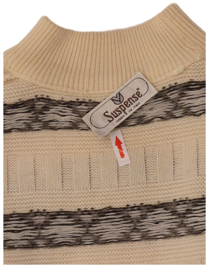Suspense Herre Turtle Neck Jumper Sweater IT 52 Large Off White stribet uld