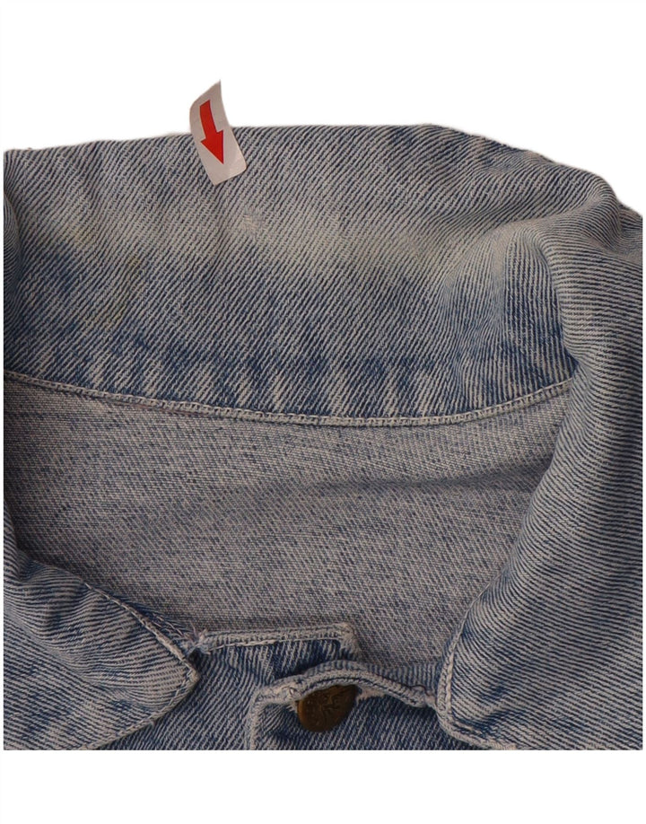 Cherokee Mens Graphic Denim Jacket UK 40 Large Blue Geometric Cotton