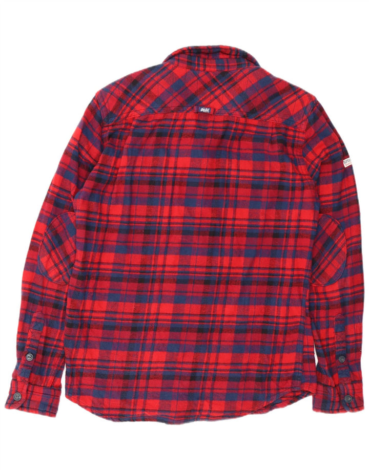 Męska koszula flanelowa Superdry, duża, bawełniana w czerwoną kratę