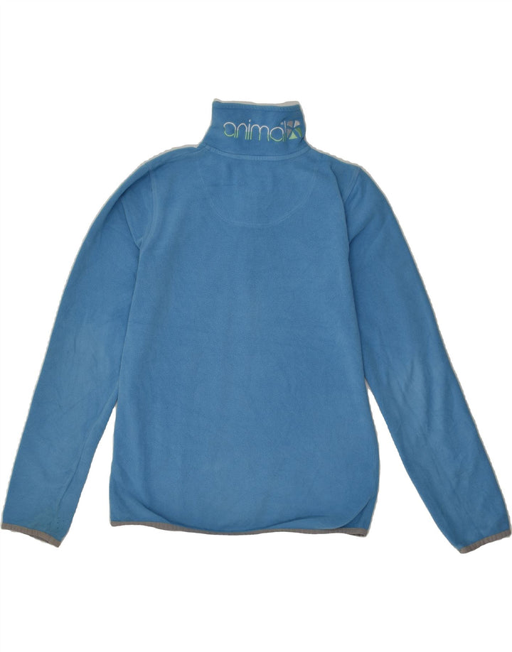 ANIMAL Girls Graphic Zip Neck Fleece Jumper 11-12 Years Blue Polyester | Vintage Animal | Thrift | Second-Hand Animal | Used Clothing | Messina Hembry 
