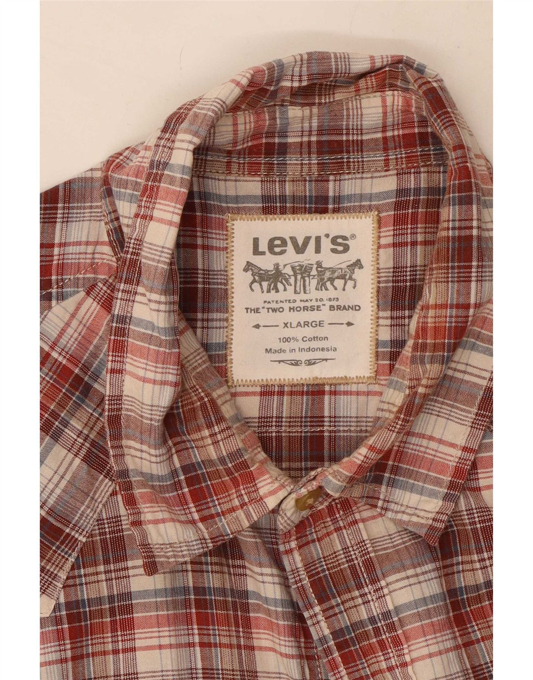 Camicia a maniche corte da uomo Levi's XL in cotone a quadri marrone