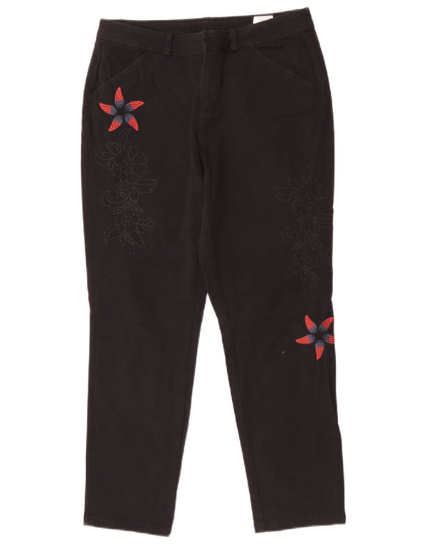 Pantaloni casual grafici da donna Desigual EU 38 Medium W28 L26 Nero floreale