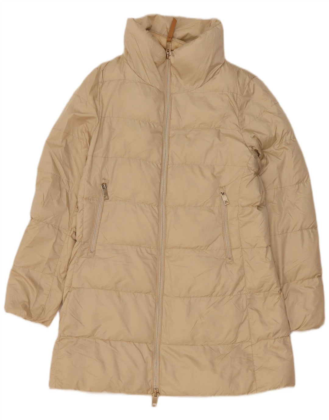 Massimo Dutti Dame Polstret Frakke UK 10 Small Off White Polyester