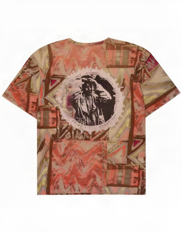 Vintage Mens Graphic T-Shirt Top Large Multicolore Géométrique