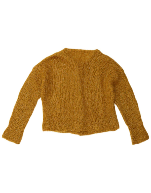 Vintage Dame Crop Cardigan Sweater UK 14 Medium Yellow