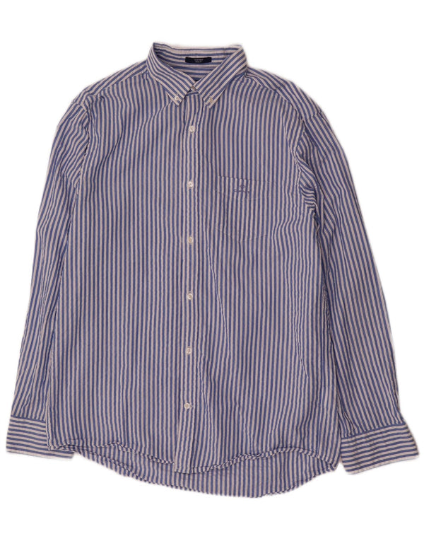 Gant Mens Shirt Size 41/42 16 1/2 Large Blue Pinstripe Cotton