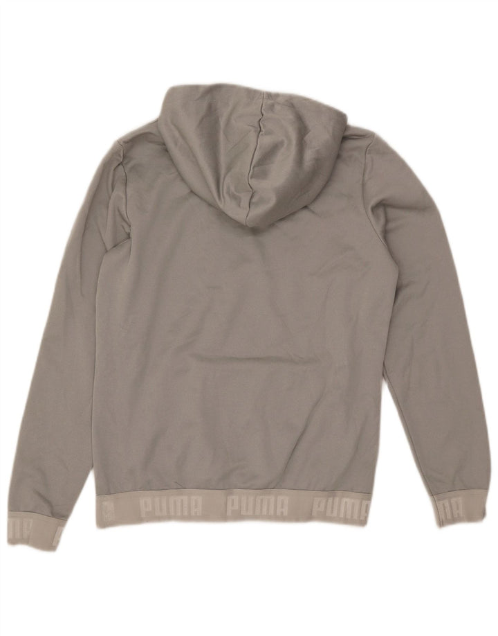 PUMA Womens Graphic Hoodie Jumper UK 12 Medium Grey Polyester