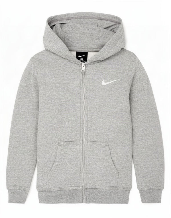 Nike Boys Zip Hoodie Sweater 3-4 Years XS Grey Flecked Cotton