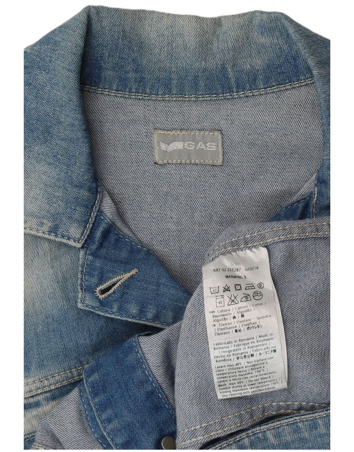 GAS Womens Crop Denim Jacket UK 10 Small Blue Cotton