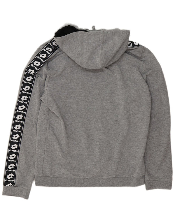 Lotto Mens Graphic Hoodie Jumper Medium Grey Colourblock
