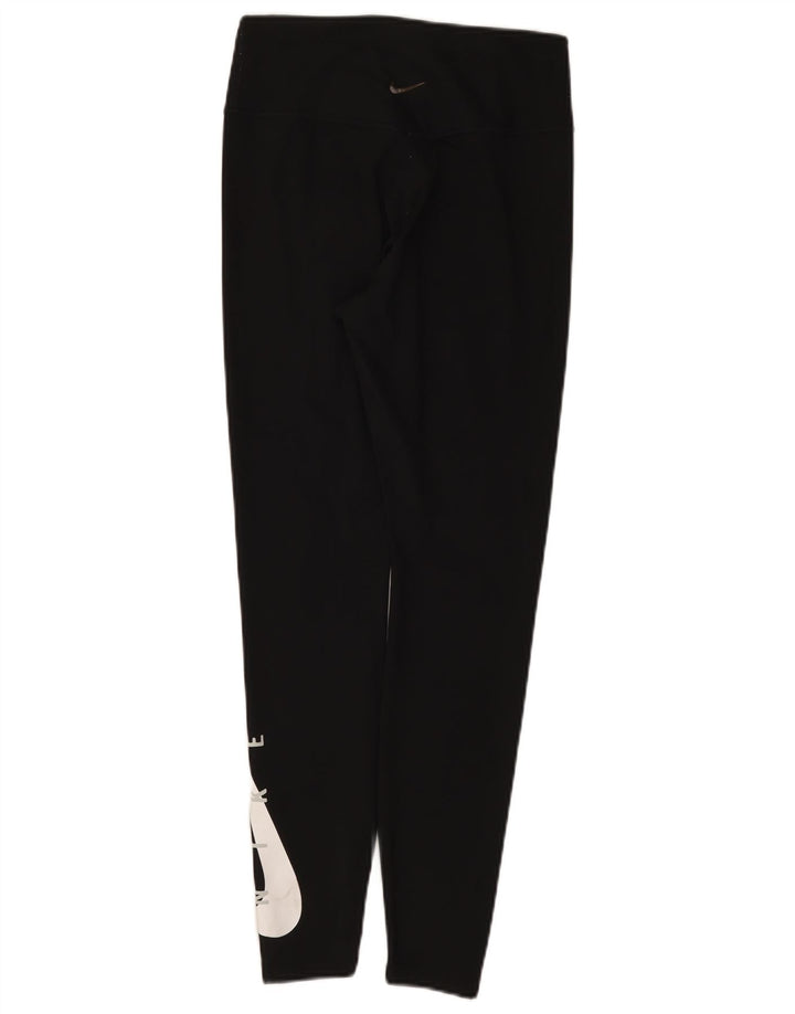 Nike Womens Dri Fit Graphic Leggings UK 12 Medium Black Polyester