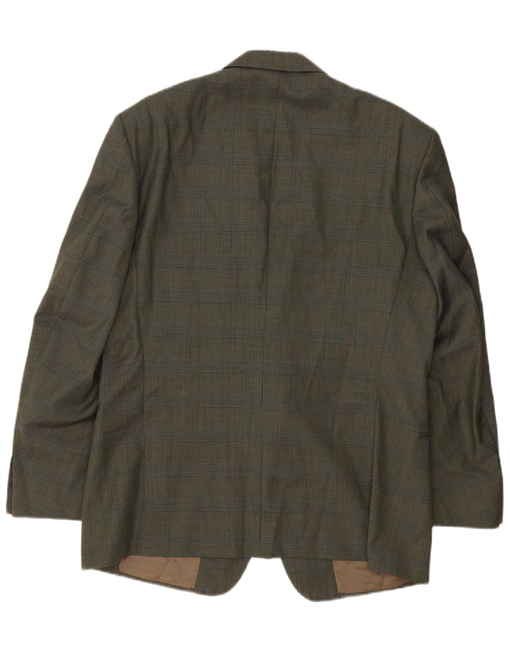 TRUSSARDI Chaqueta tipo blazer de 2 botones para hombre IT 54 2XL Lana a cuadros caqui